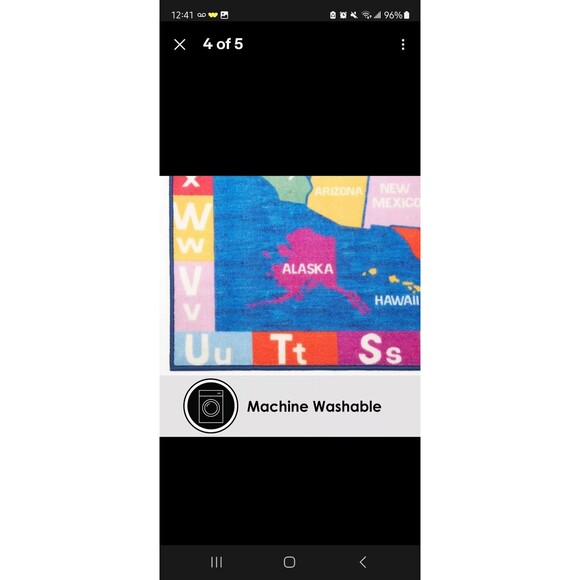 Eric Carle Official 51.5" x 36.5" Kids Area Rug Synthetic Elementary US Map EUC - Picture 3 of 5